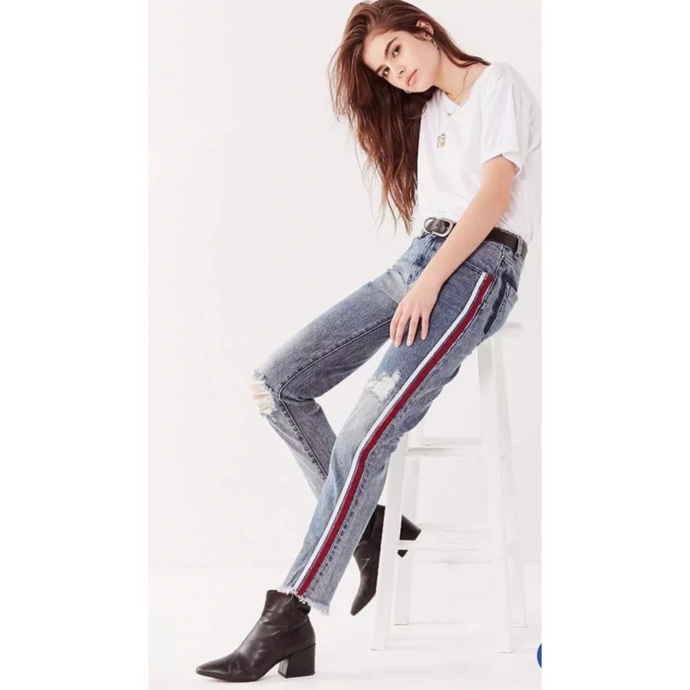 ONE TEASPOON HIGH WAIST BAGGY STRIPED JEANS Size 28